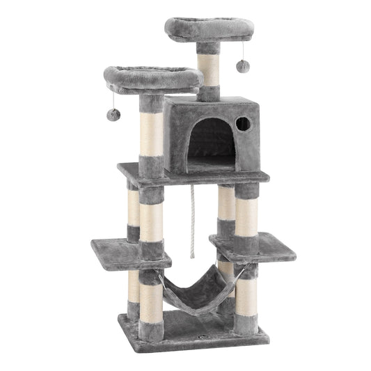 i.Pet Cat Tree 145cm Tower Scratching Post Trees Scratcher Condo House Light Grey-0