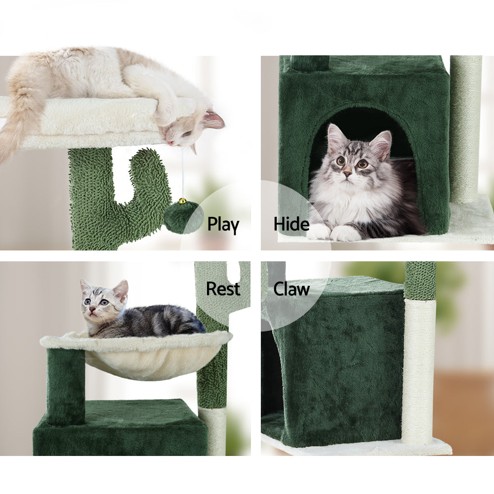 i.Pet Cat Tree 78cm Scratching Post Tower Scratcher Wood Condo House Bed Toys Green-5