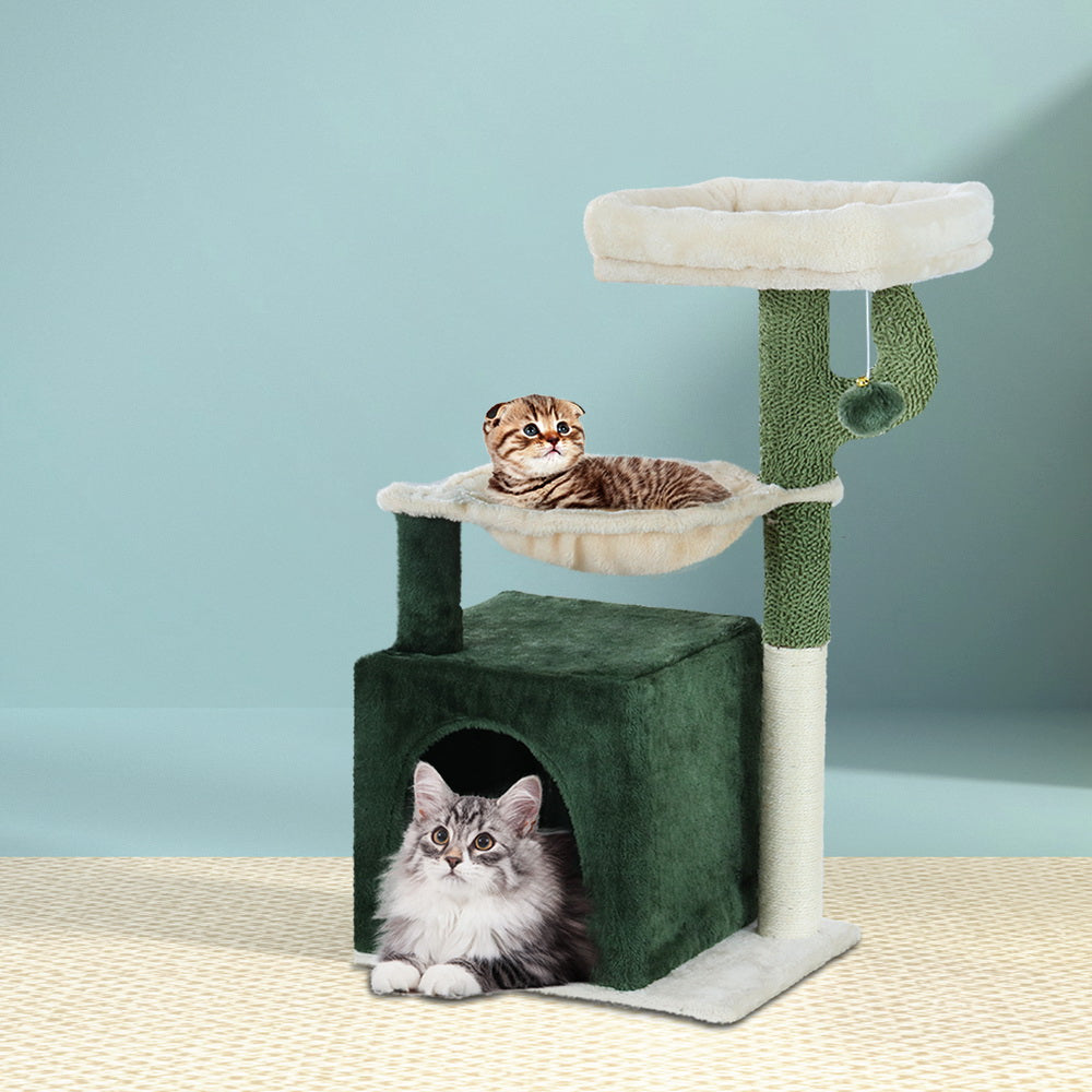 i.Pet Cat Tree 78cm Scratching Post Tower Scratcher Wood Condo House Bed Toys Green-6