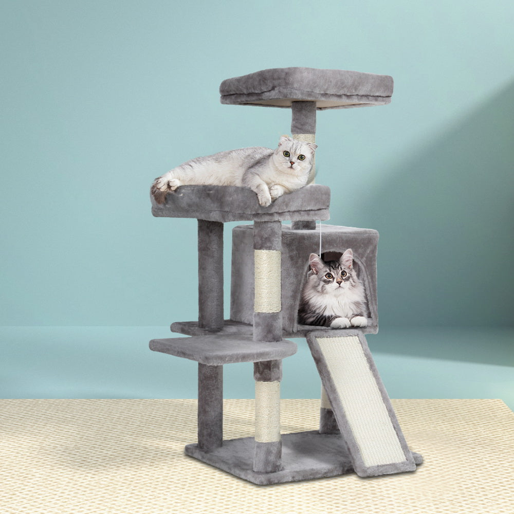 i.Pet Cat Tree 103cm Tower Scratching Post Scratcher Wood Condo House Trees Grey-6