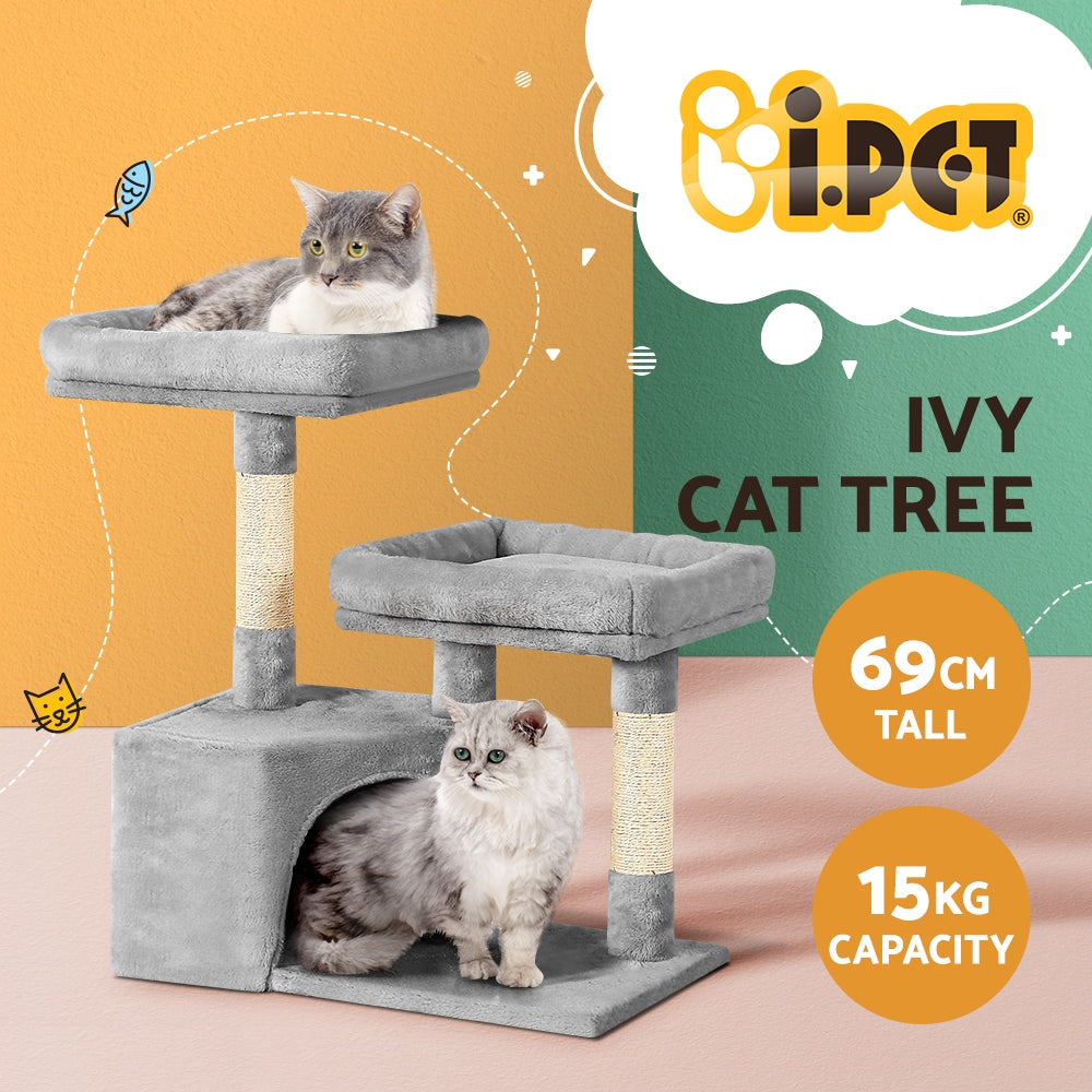 i.Pet Cat Tree 69cm Scratching Post Tower Scratcher Wood Condo House Bed Trees-2