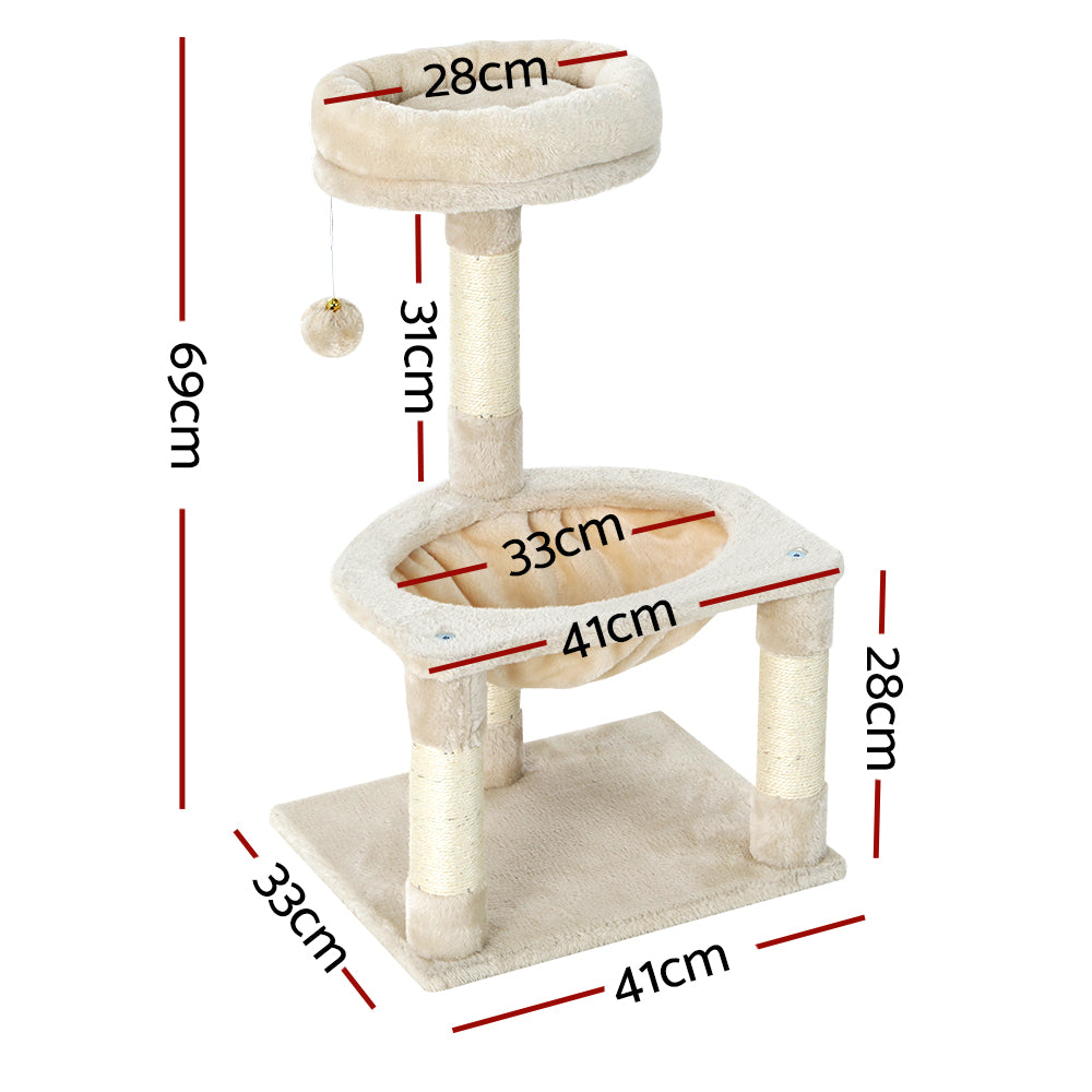 i.Pet Cat Tree 69cm Scratching Post Tower Scratcher Wood Condo Toys House Bed-1