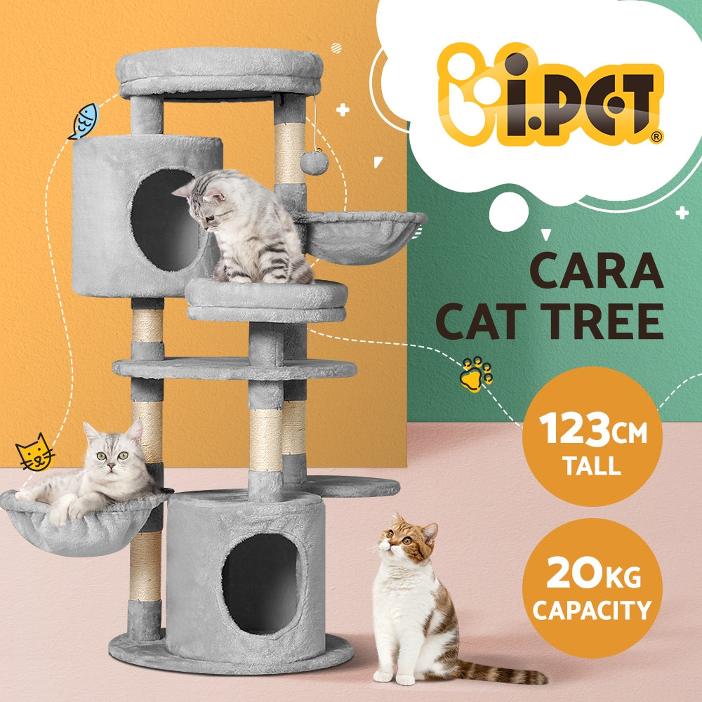 i.Pet Cat Tree 123cm Tower Scratching Post Scratcher Wood Condo House Bed Toys-2