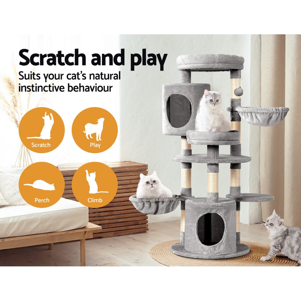 i.Pet Cat Tree 123cm Tower Scratching Post Scratcher Wood Condo House Bed Toys-3