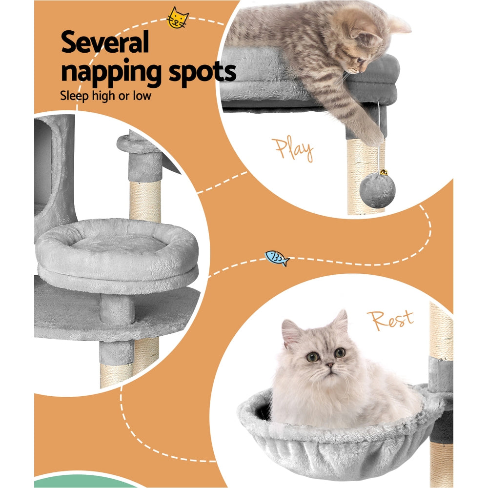 i.Pet Cat Tree 123cm Tower Scratching Post Scratcher Wood Condo House Bed Toys-4