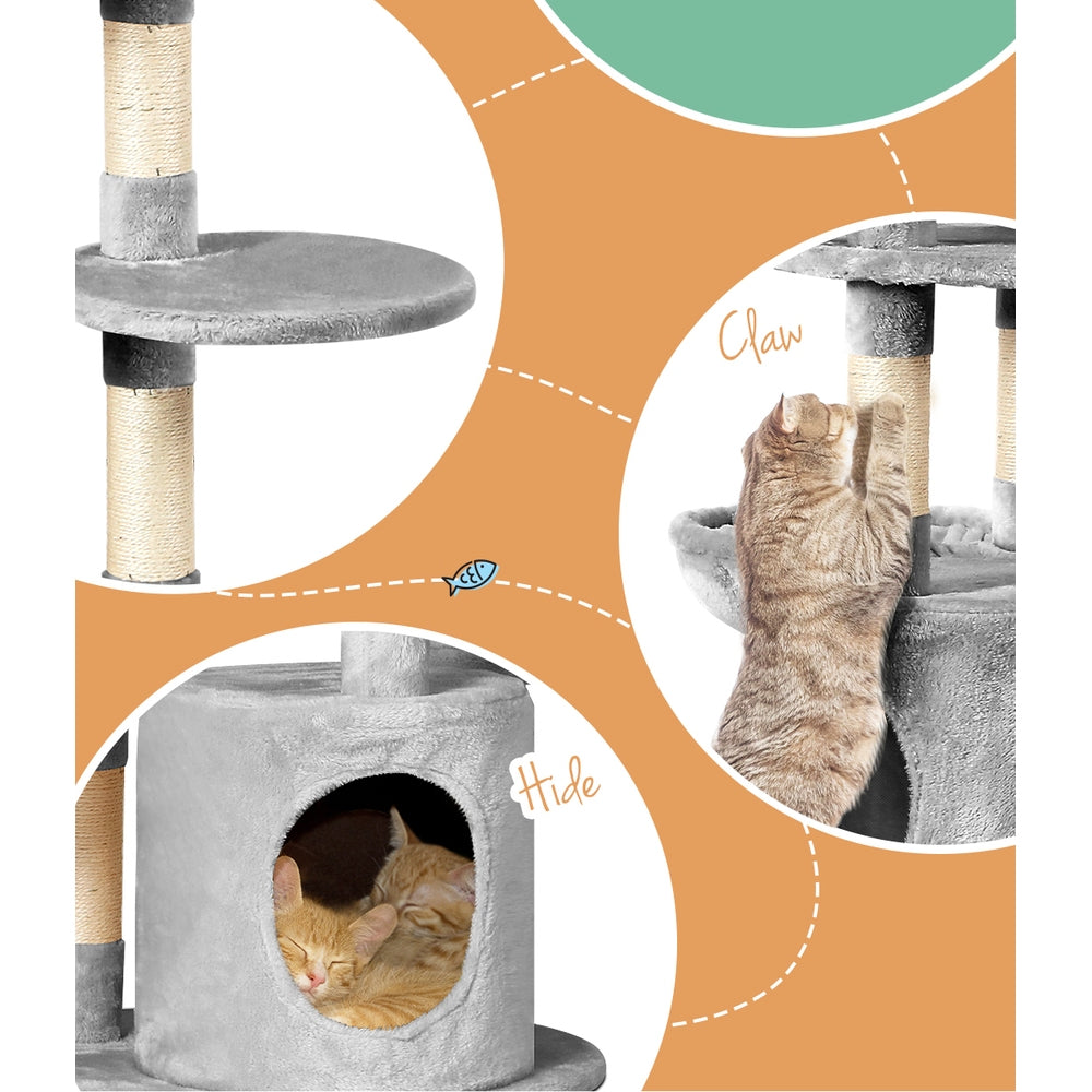 i.Pet Cat Tree 123cm Tower Scratching Post Scratcher Wood Condo House Bed Toys-5