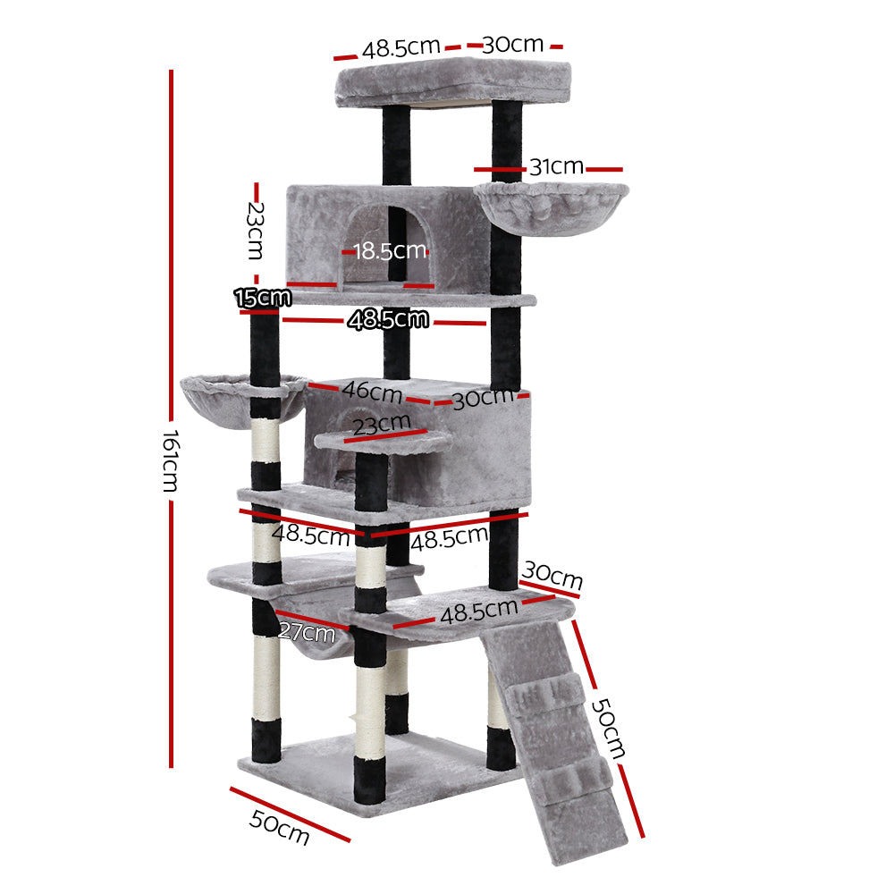 i.Pet Cat Tree 161cm Tower Scratching Post Scratcher Wood Condo House Play Bed-1