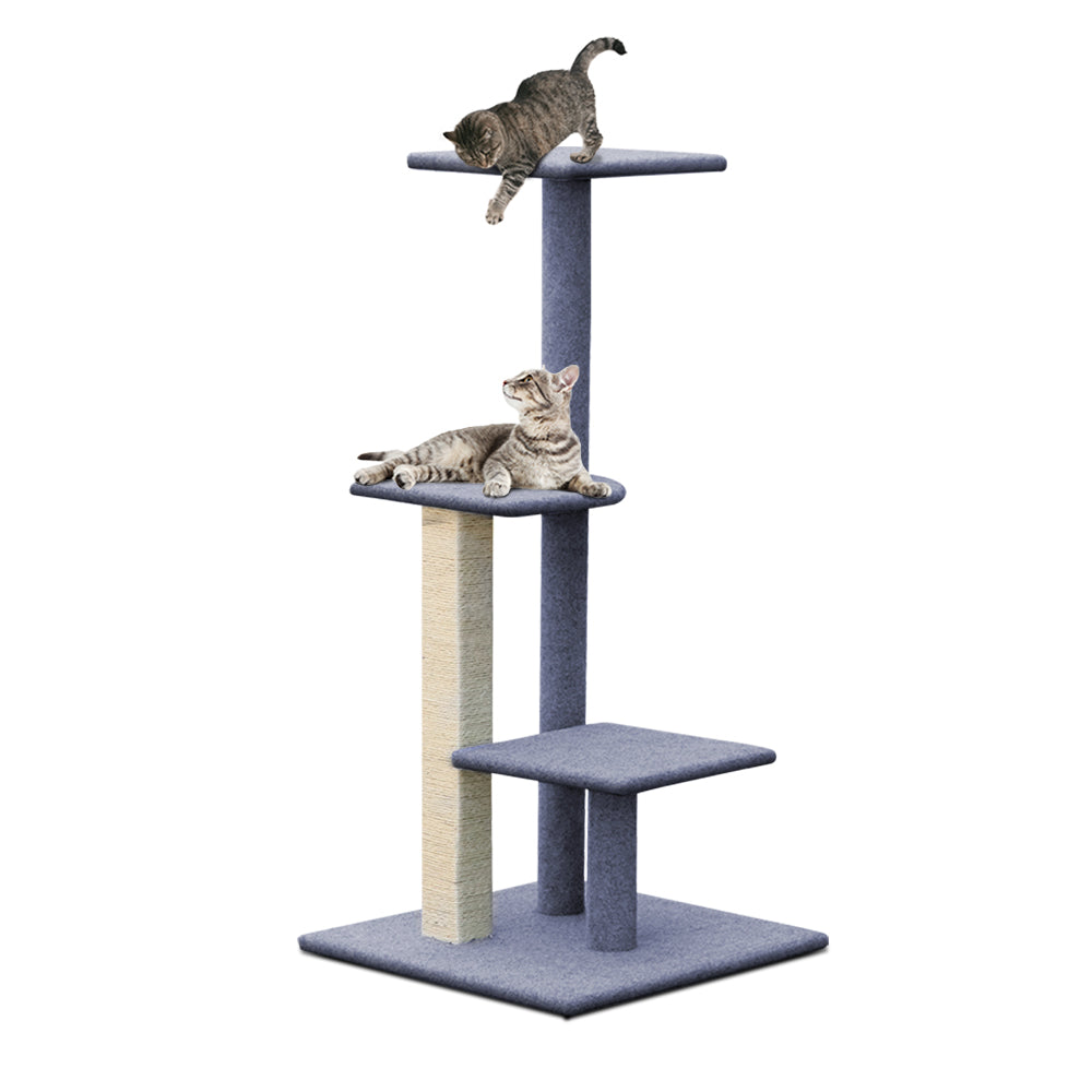 i.Pet Cat Tree 124cm Scratching Post Tower Scratcher Trees Wood Condo Board-0