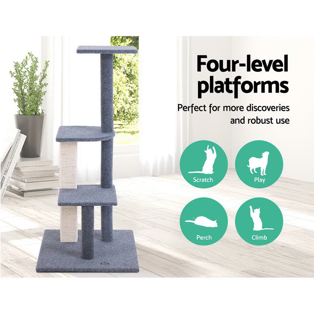 i.Pet Cat Tree 124cm Scratching Post Tower Scratcher Trees Wood Condo Board-3