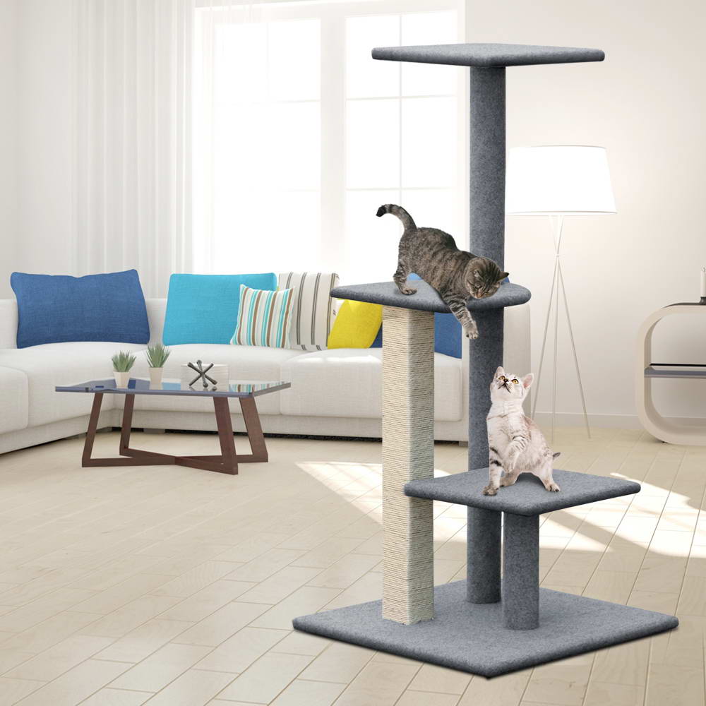 i.Pet Cat Tree 124cm Scratching Post Tower Scratcher Trees Wood Condo Board-6