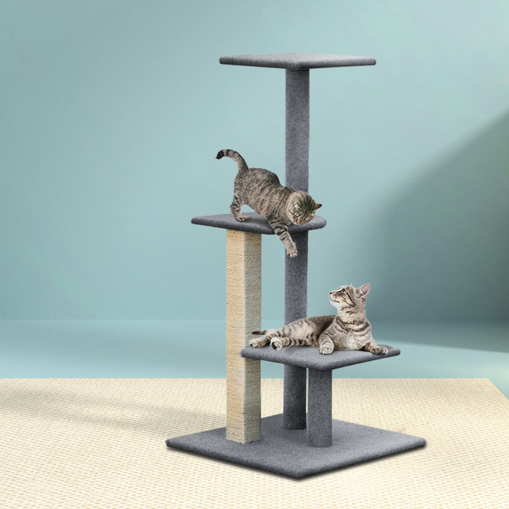 i.Pet Cat Tree 124cm Scratching Post Tower Scratcher Trees Wood Condo Board-7