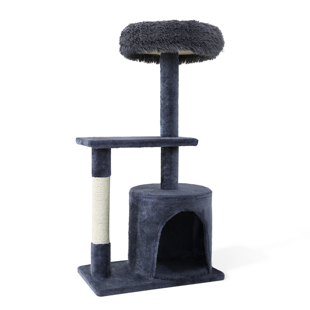 i.Pet Cat Tree 94cm Scratching Post Tower Scratcher Condo House Wood Trees Grey-0