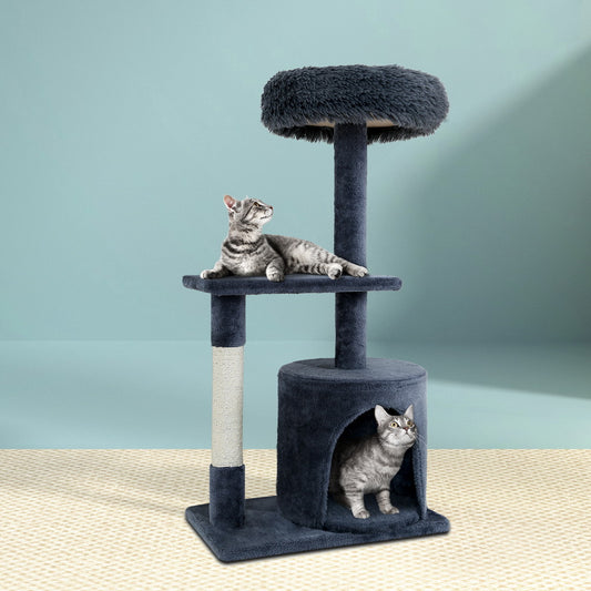 i.Pet Cat Tree 94cm Scratching Post Tower Scratcher Condo House Wood Trees Grey-0