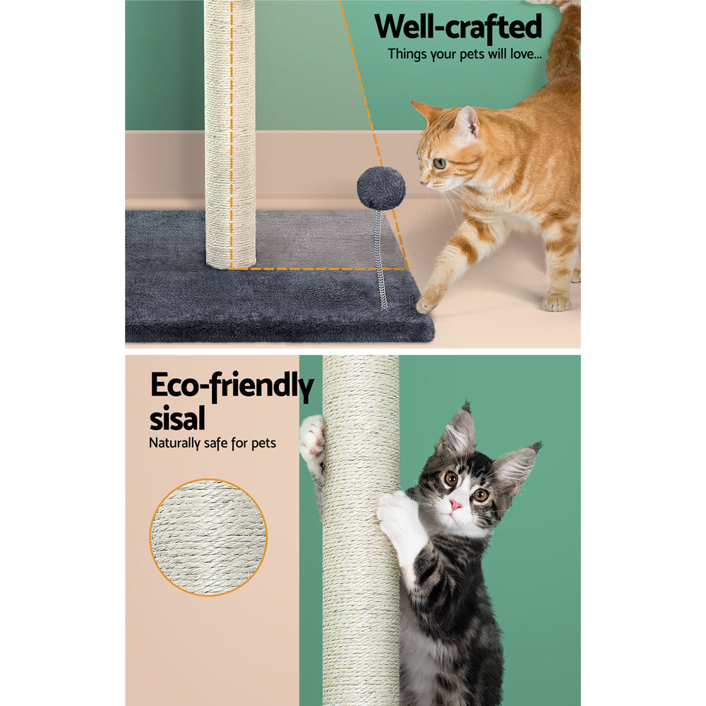 i.Pet Cat Tree 105cm Scratching Post Scratcher Tower Condo House Hanging toys Grey-4