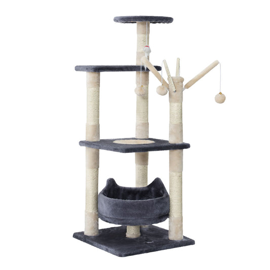 i.Pet Cat Tree 110cm Tower Scratching Post Scratcher Wood Condo House Bed Toys-0