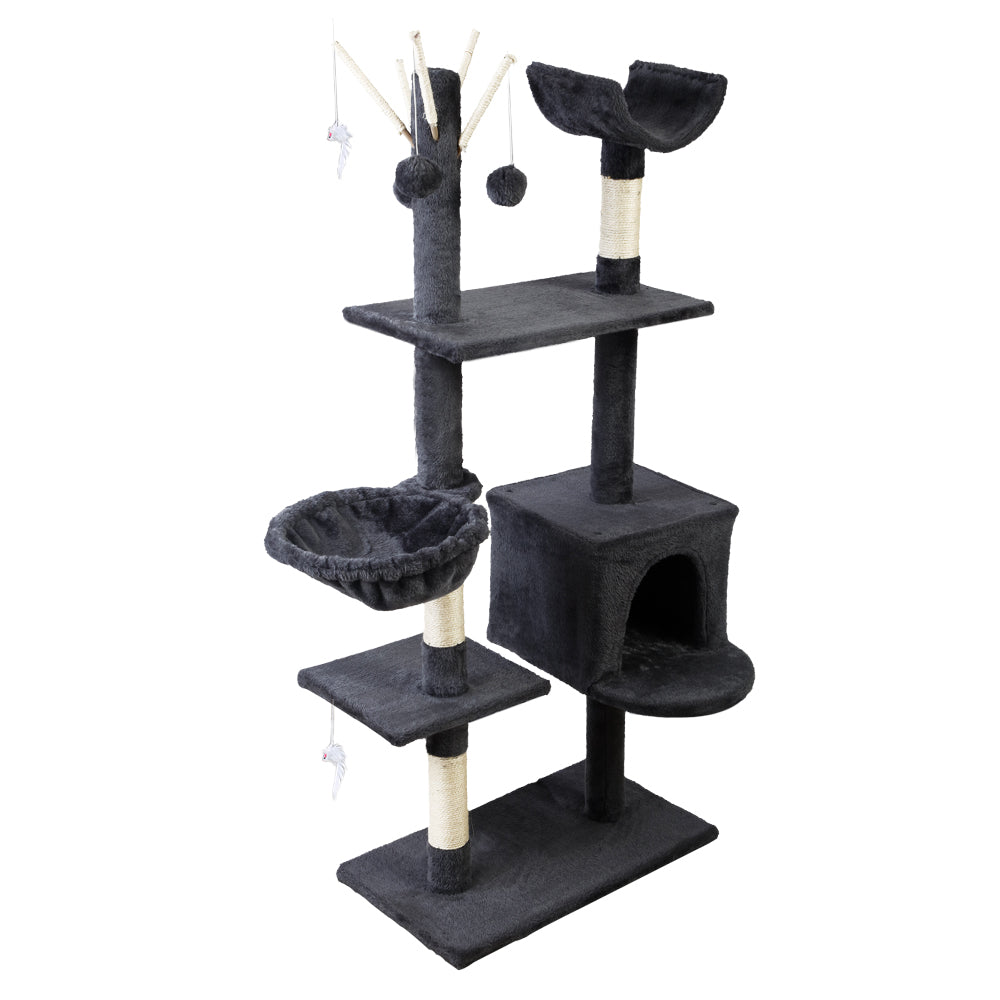 i.Pet Cat Tree 140cm Tower Scratching Post Scratcher Trees Toys Condo Bed Grey-0