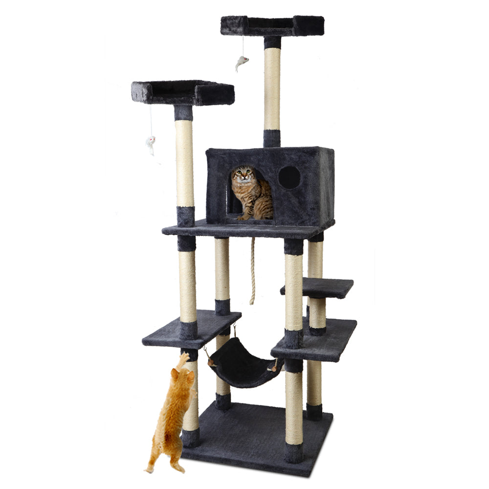 i.Pet Cat Tree 184cm Tower Scratching Post Scratcher Wood Trees Condo Bed House-0