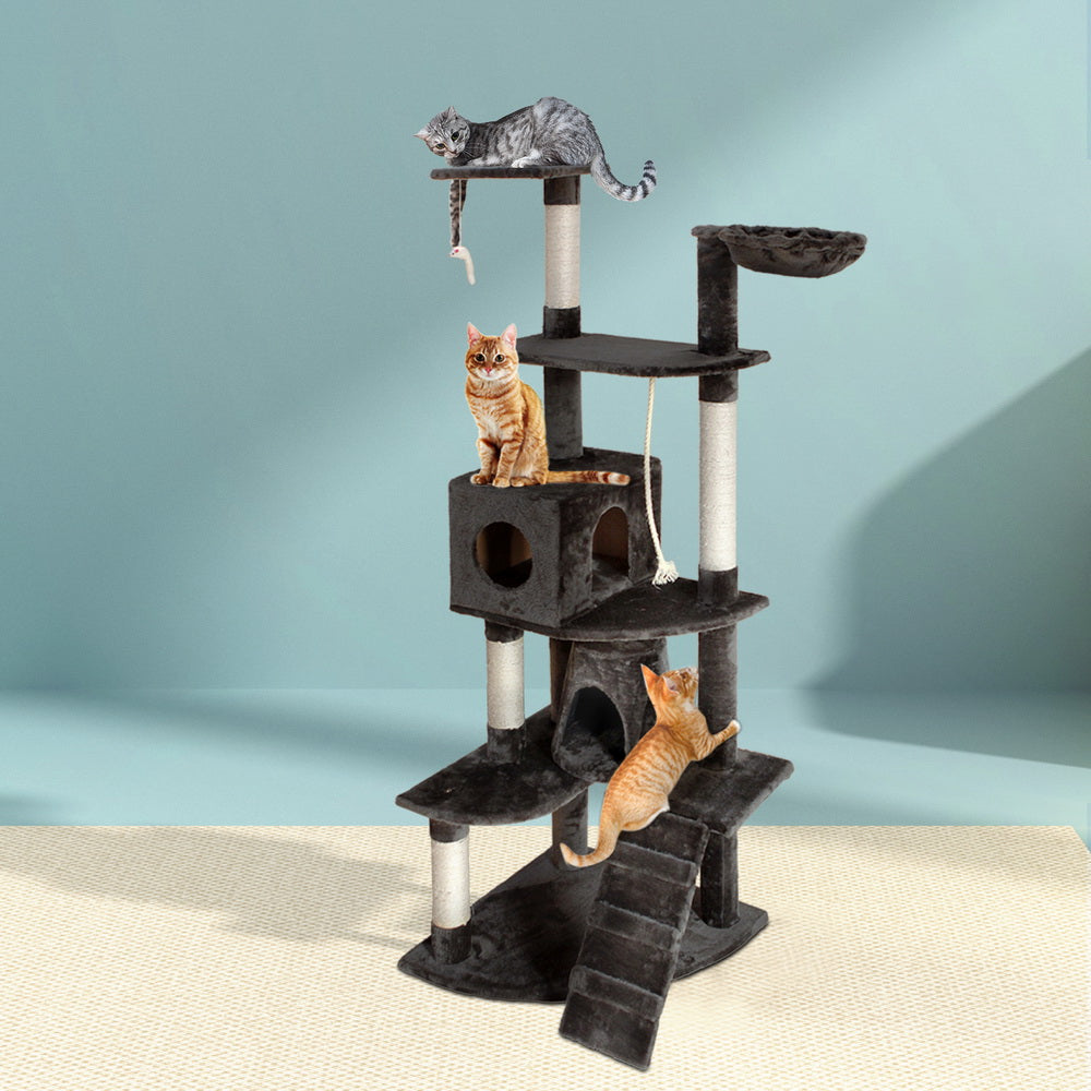 i.Pet Cat Tree 193cm Tower Scratching Post Scratcher Condo House Trees Grey-7