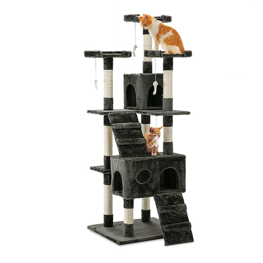 i.Pet Cat Tree 180cm Tower Scratching Post Scratcher Wood Condo House Toys Grey-0