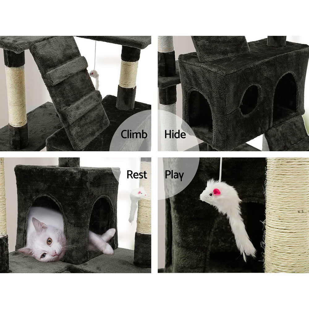 i.Pet Cat Tree 180cm Tower Scratching Post Scratcher Wood Condo House Toys Grey-5