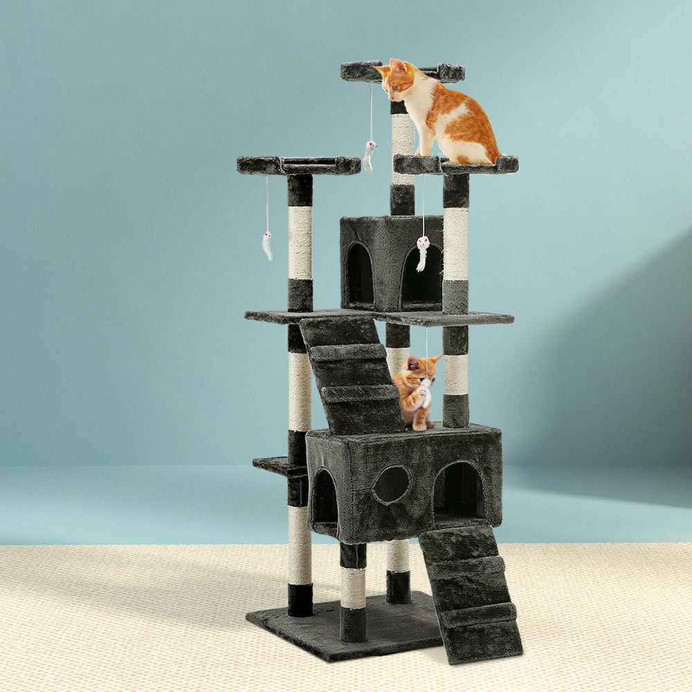 i.Pet Cat Tree 180cm Tower Scratching Post Scratcher Wood Condo House Toys Grey-7