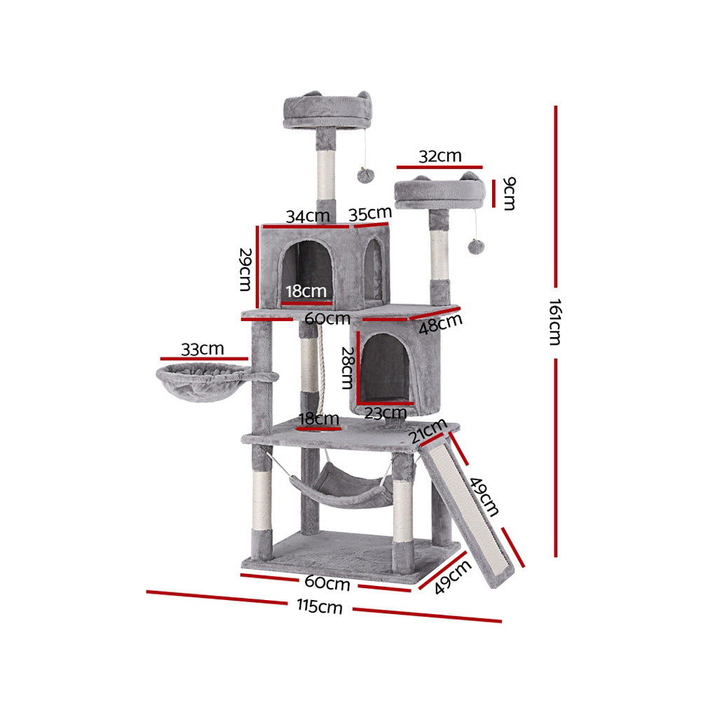 i.Pet Cat Tree Tower Scratching Post Scratcher 161cm Condo House Trees Grey-1