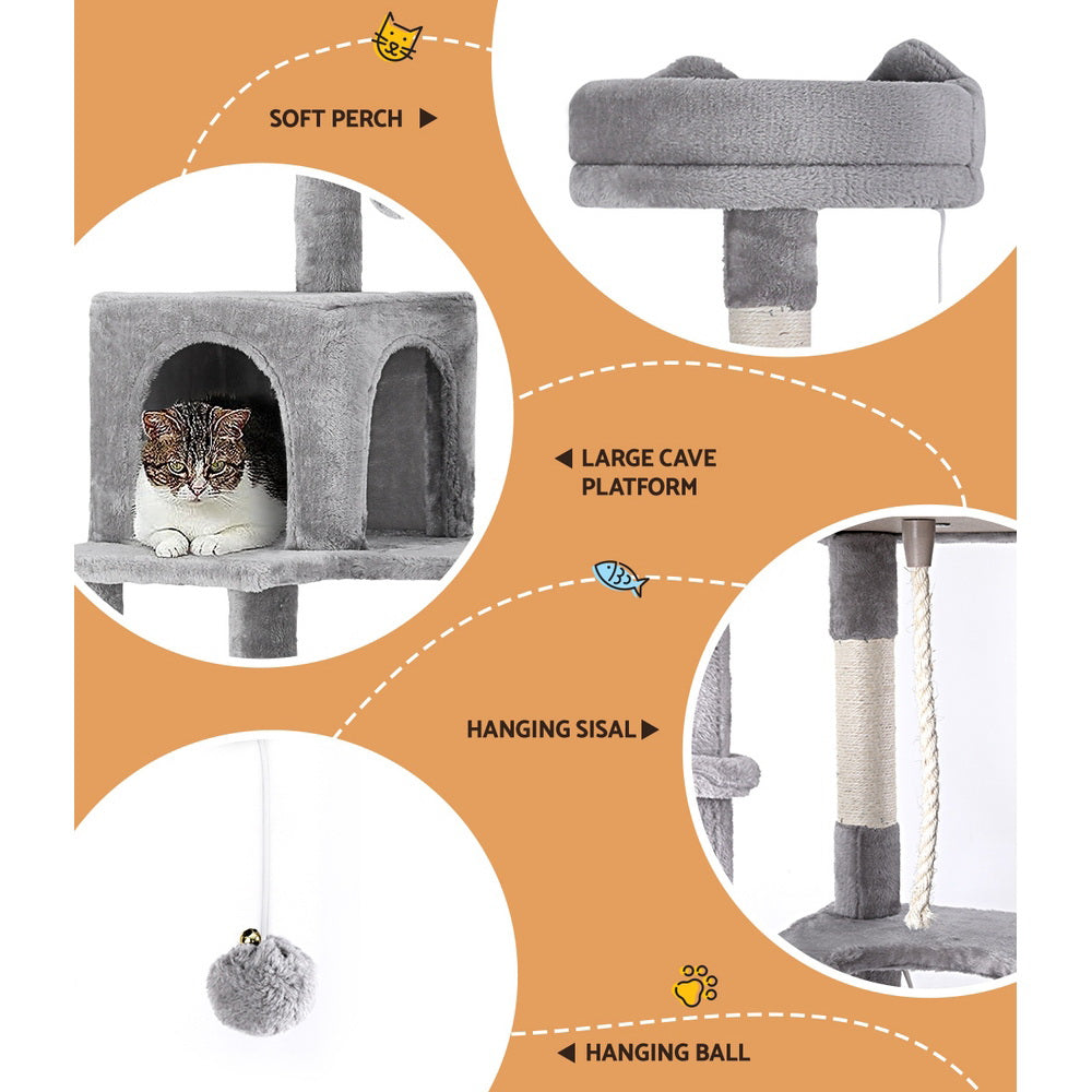 i.Pet Cat Tree Tower Scratching Post Scratcher 161cm Condo House Trees Grey-3