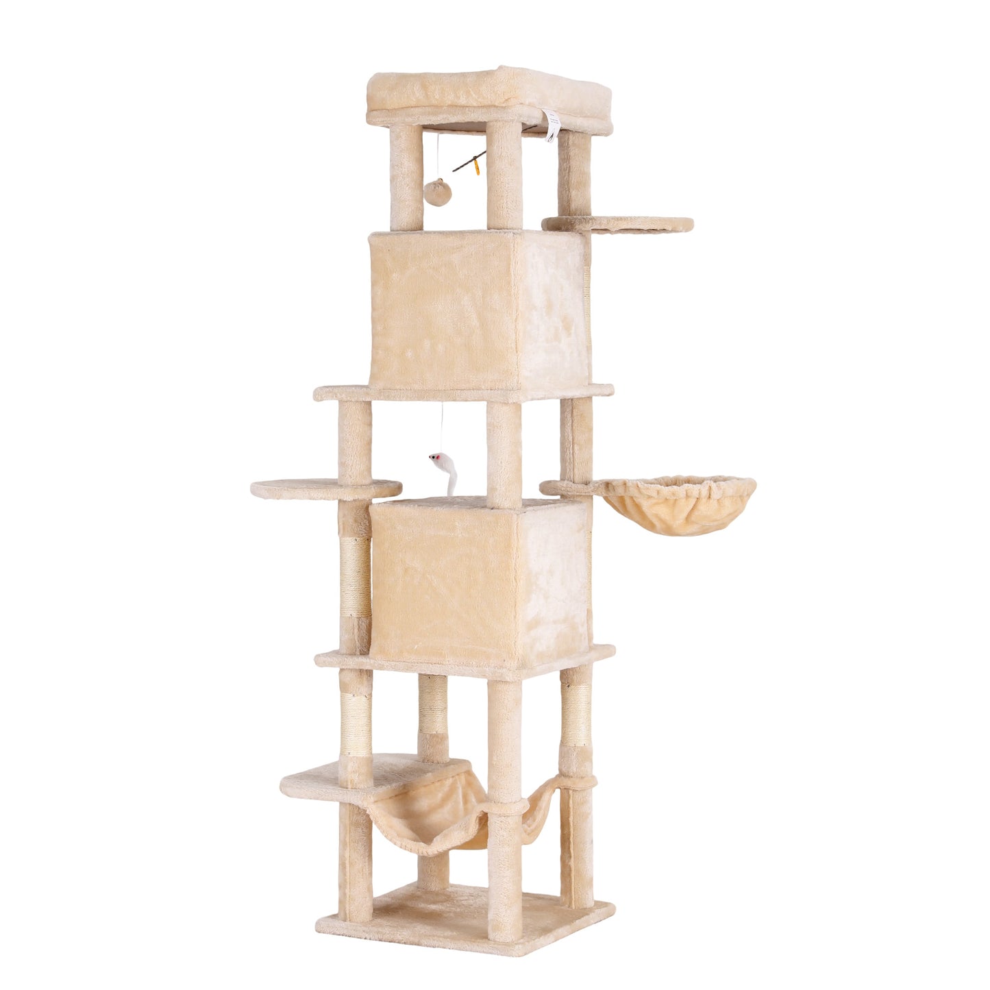 i.Pet Cat Tree Tower 167cm Large Scratching Post Furniture Scratcher House Beige-2