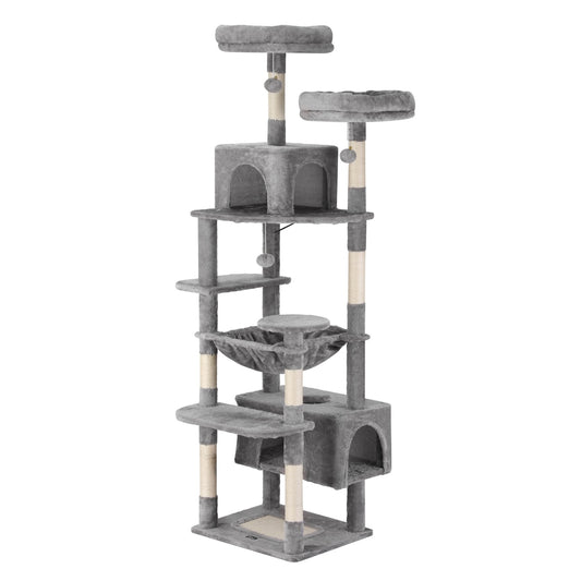 i.Pet Cat Tree 184cm Tower Scratching Post Trees Scratcher Condo House Light Grey-0