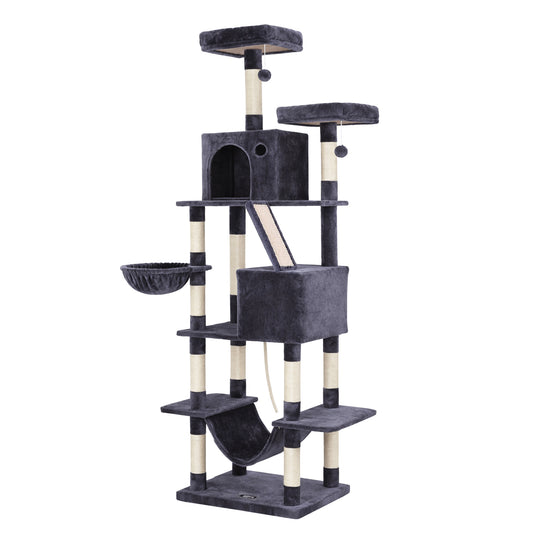i.Pet Cat Tree Tower 206cm Large Scratching Post Furniture Scratcher House Grey-1