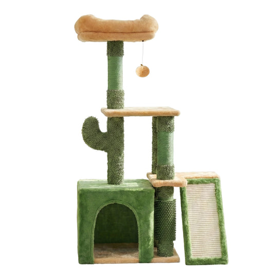 i.Pet Cat Tree Tower 101cm Scratching Post Furniture Scratcher House Green-0