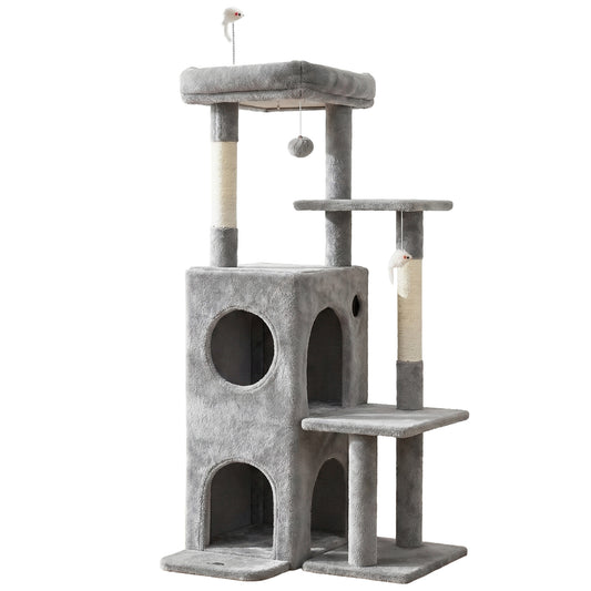 i.Pet Cat Tree Tower 127cm Scratching Post Furniture Scratcher House Light Grey-0