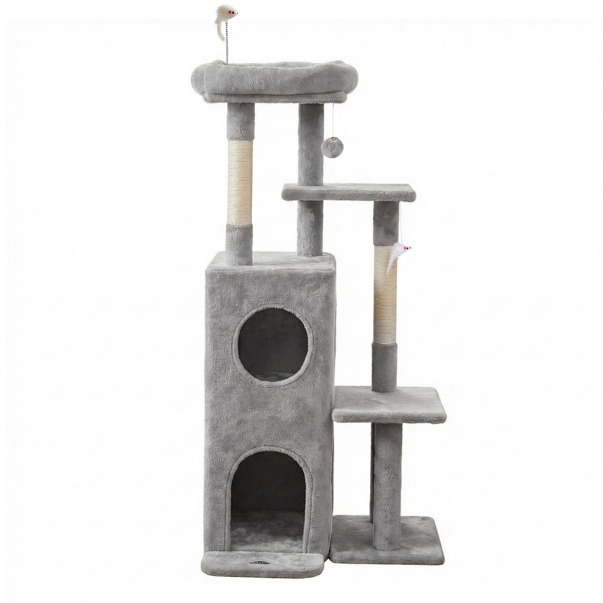 i.Pet Cat Tree Tower 127cm Scratching Post Furniture Scratcher House Light Grey-2