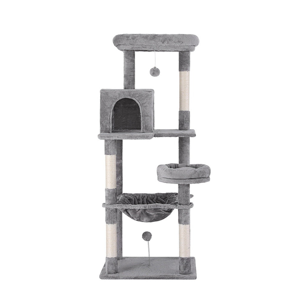 i.Pet Cat Tree Tower Scratching Post Scratcher 143cm Condo House Trees Grey-2