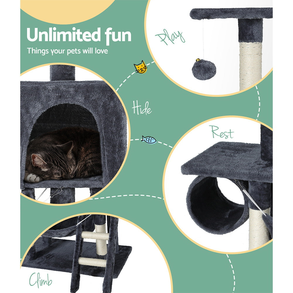 i.Pet Cat Tree 144cm Tower Scratching Post Scratcher Wood Condo Toys House Bed-5