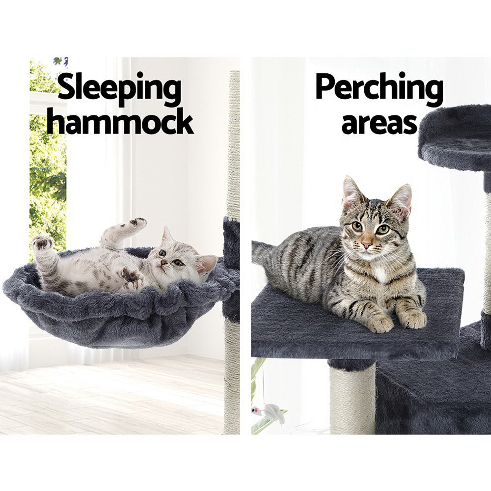 i.Pet Cat Tree 203cm Tower Scratching Post Scratcher Condo Trees House Bed Grey-5