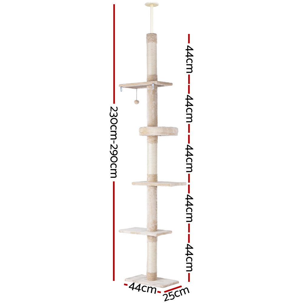 i.Pet Cat Tree 290cm Tower Scratching Cats Post Scratcher Floor to Ceiling Bed-1