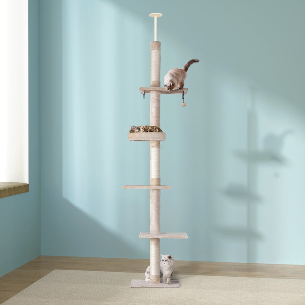 i.Pet Cat Tree 290cm Tower Scratching Cats Post Scratcher Floor to Ceiling Bed-6