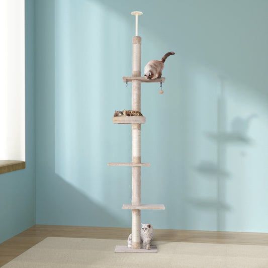 i.Pet Cat Tree 290cm Tower Scratching Cats Post Scratcher Floor to Ceiling Bed-0