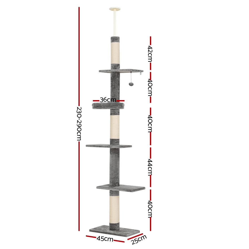 i.Pet Cat Tree 290cm Tower Scratching Post Scratcher Floor to Ceiling Cats Bed-1