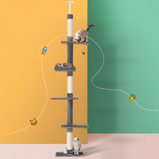 i.Pet Cat Tree 290cm Tower Scratching Post Scratcher Floor to Ceiling Cats Bed-0