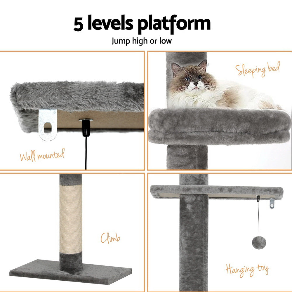 i.Pet Cat Tree 290cm Tower Scratching Post Scratcher Floor to Ceiling Cats Bed-5