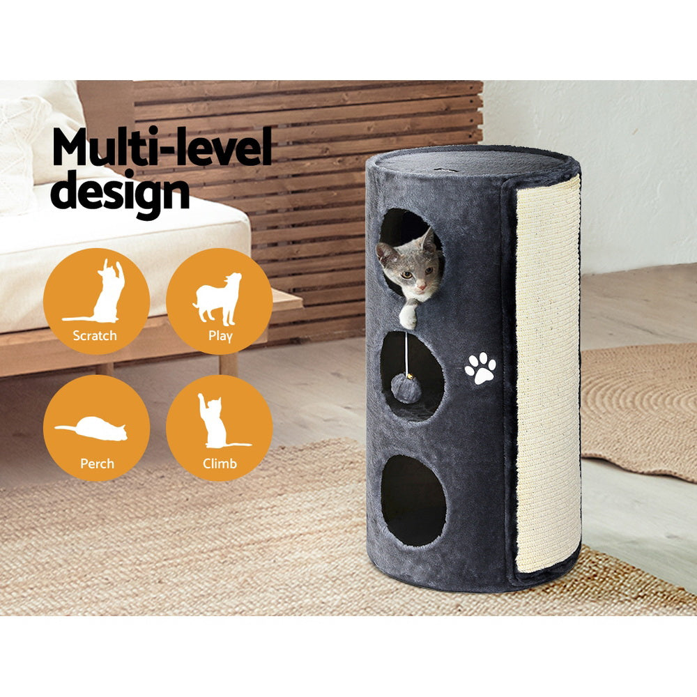 i.Pet Cat Tree Scratching Post Tower Scratcher 70cm Wooden Condo Trees House-3