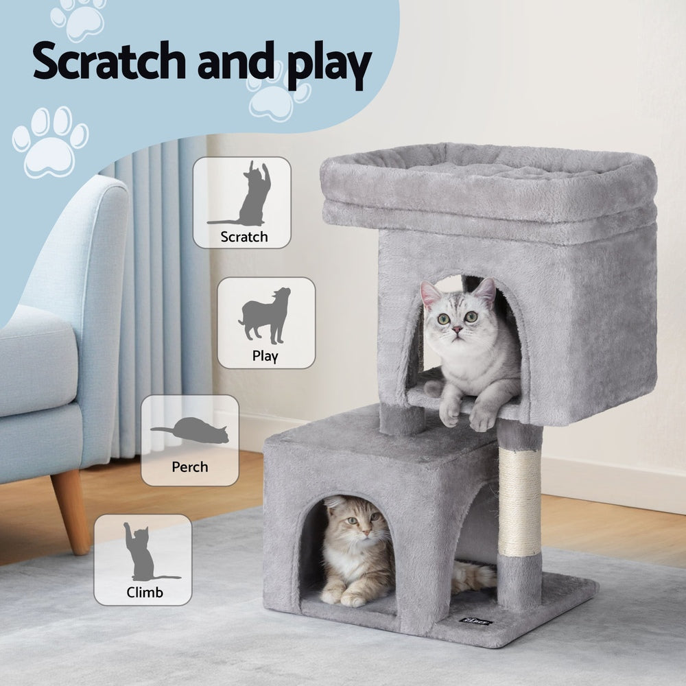 i.Pet Cat Tree 67cm Tower Scratching Post Trees Scratcher Condo House Light Grey-3