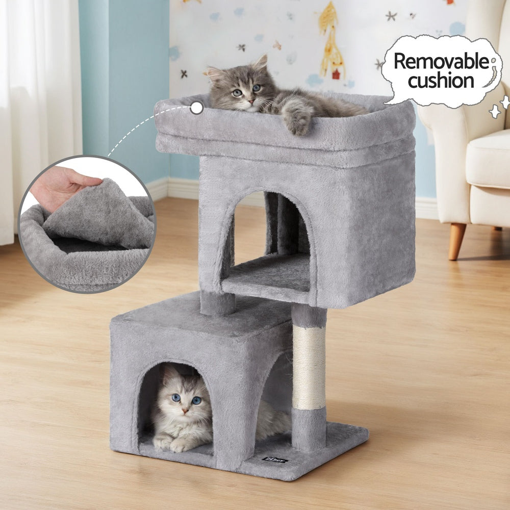 i.Pet Cat Tree 67cm Tower Scratching Post Trees Scratcher Condo House Light Grey-4