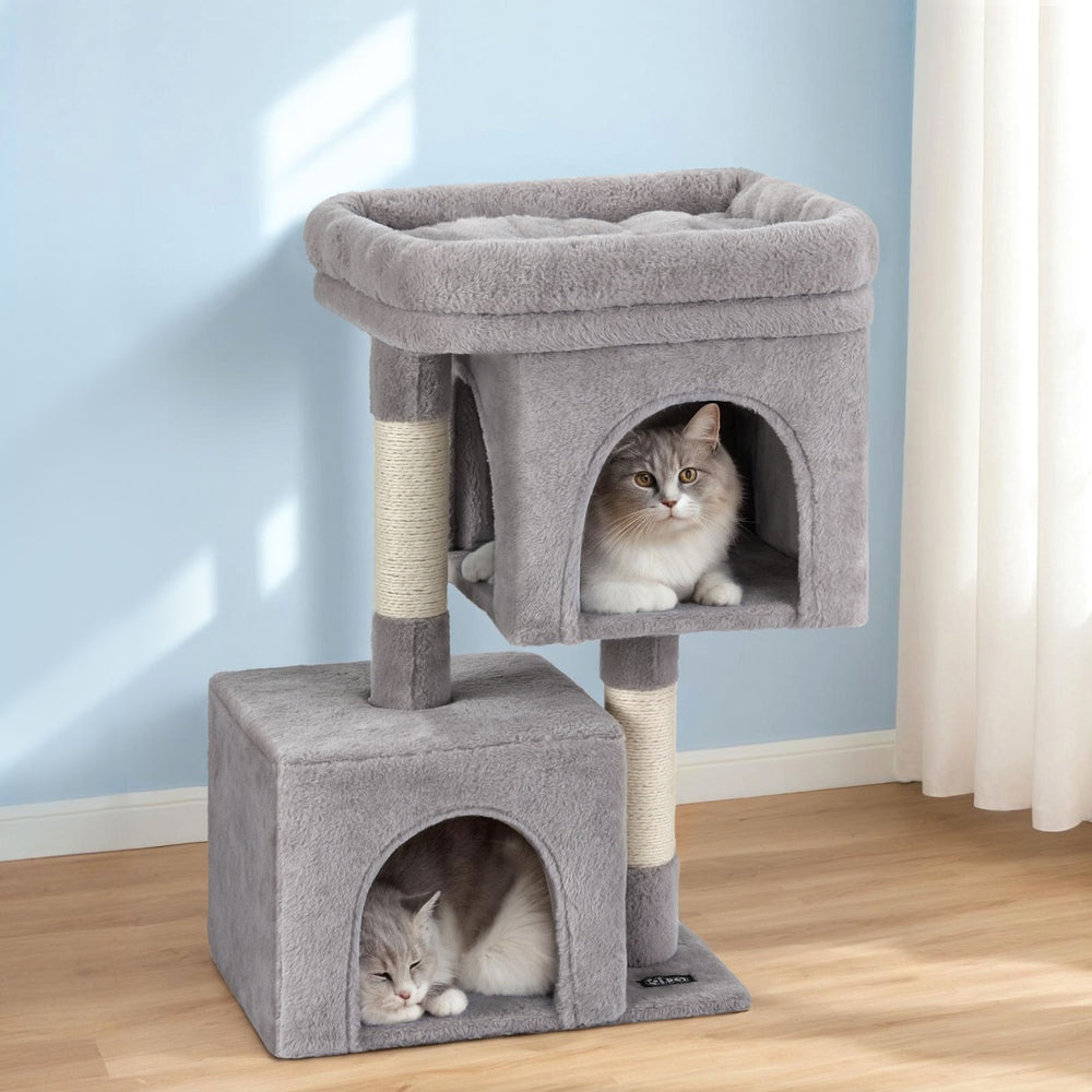 i.Pet Cat Tree 67cm Tower Scratching Post Trees Scratcher Condo House Light Grey-6