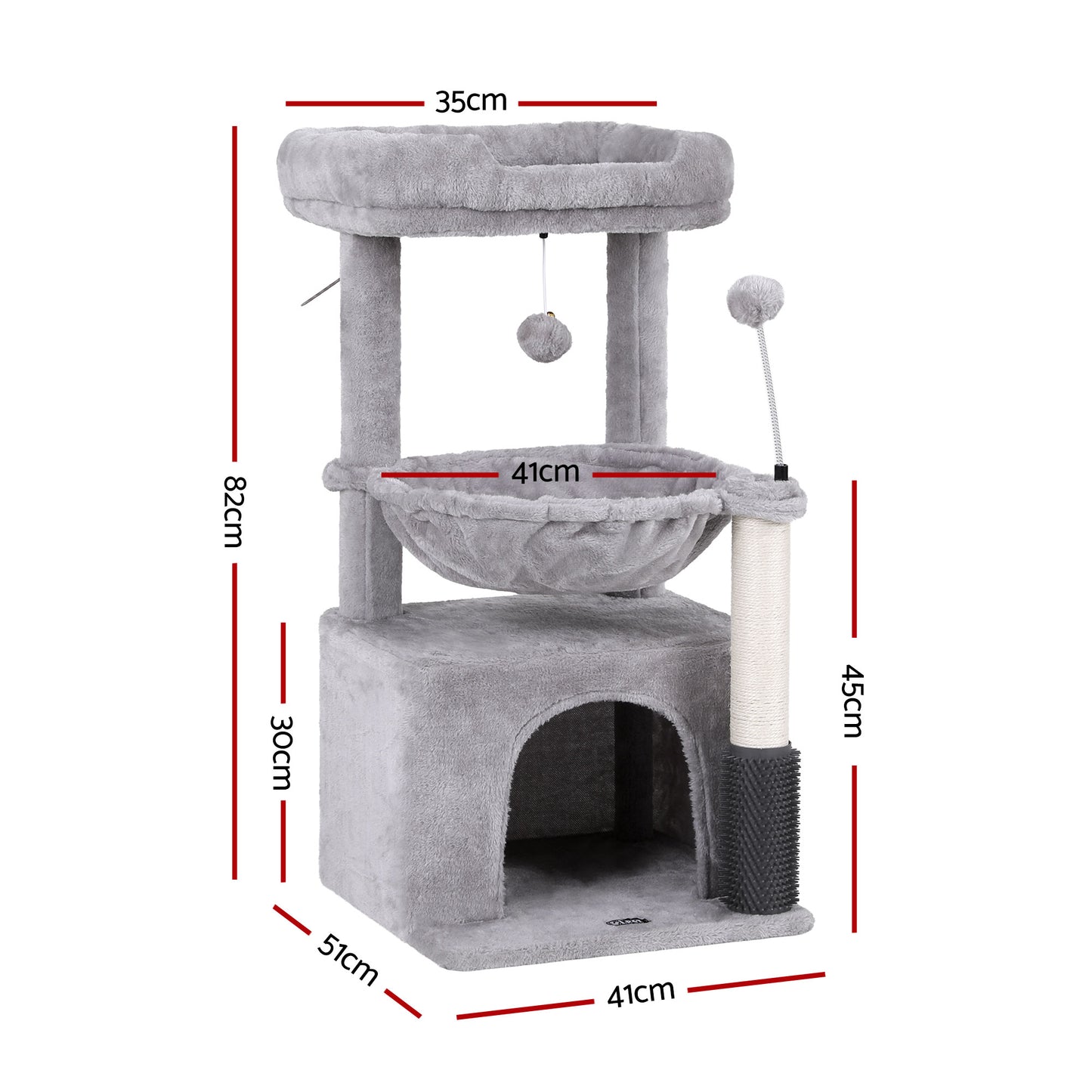 i.Pet Cat Tree Tower 82cm Scratching Post Furniture Scratcher House Light Grey-1