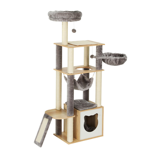 i.Pet Cat Tree 152cm Tower Scratching Post Scratcher Wood Bed Condo Toys House Ladder-0