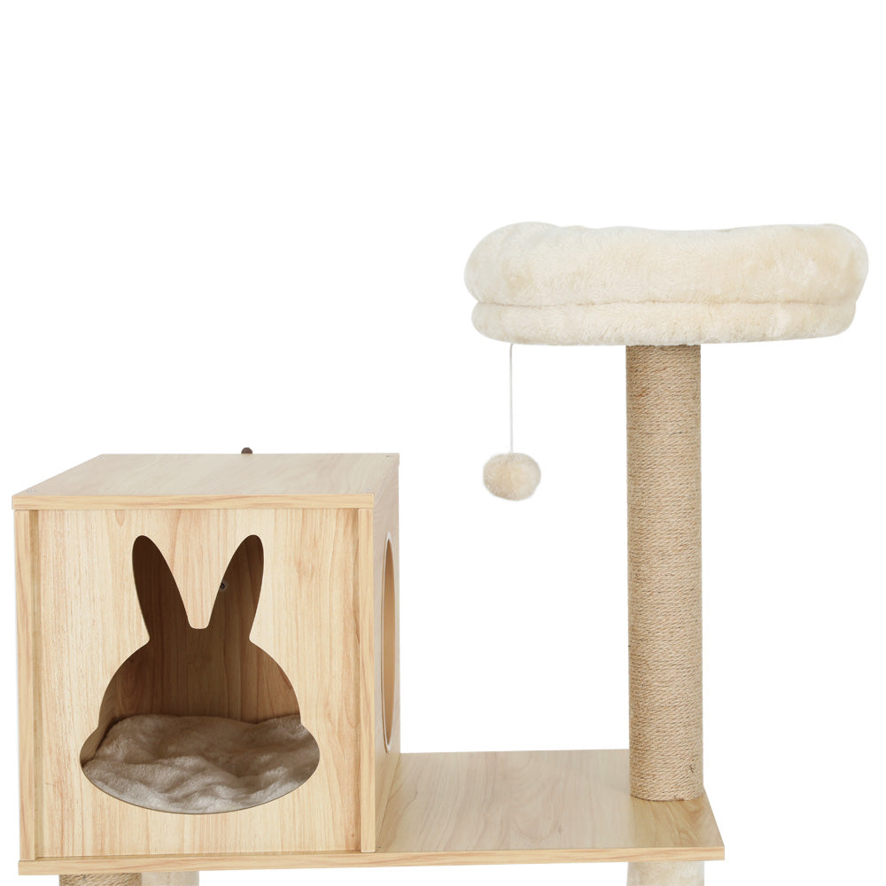 i.Pet Cat Tree 141cm Tower Scratching Post Scratcher Wood Bed Condo Toys House Ladder-2