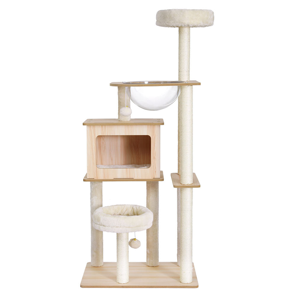 i.Pet Cat Tree Tower Scratching Post Scratcher 142cm Wood Bed Condo House-2